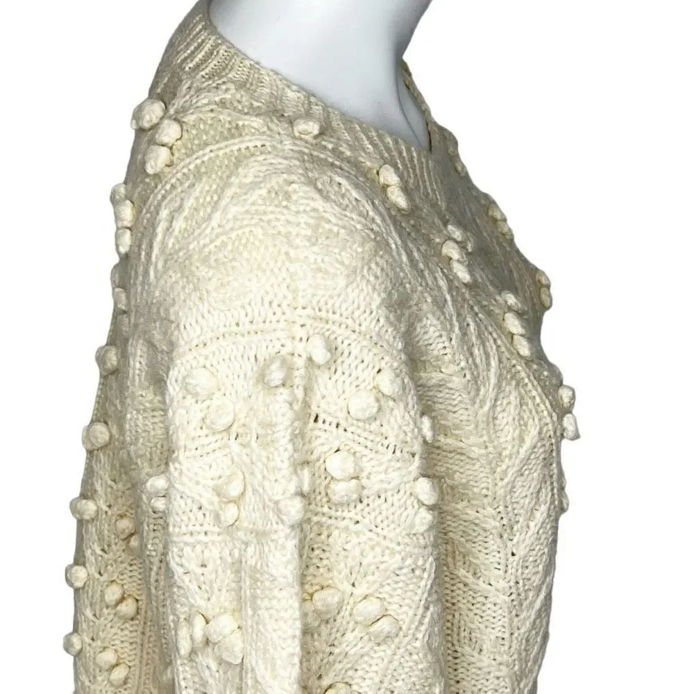 Vintage Frankenmuth Woolen Mill cream colored hand knit crew neck wool sweater s